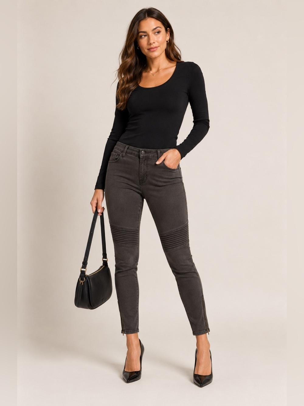 🖤 a.n.a Petite Moto Zip Ankle Jeggings 30 / 10P